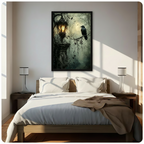 Gothic Raven Lantern Dark Forest Canvas Art