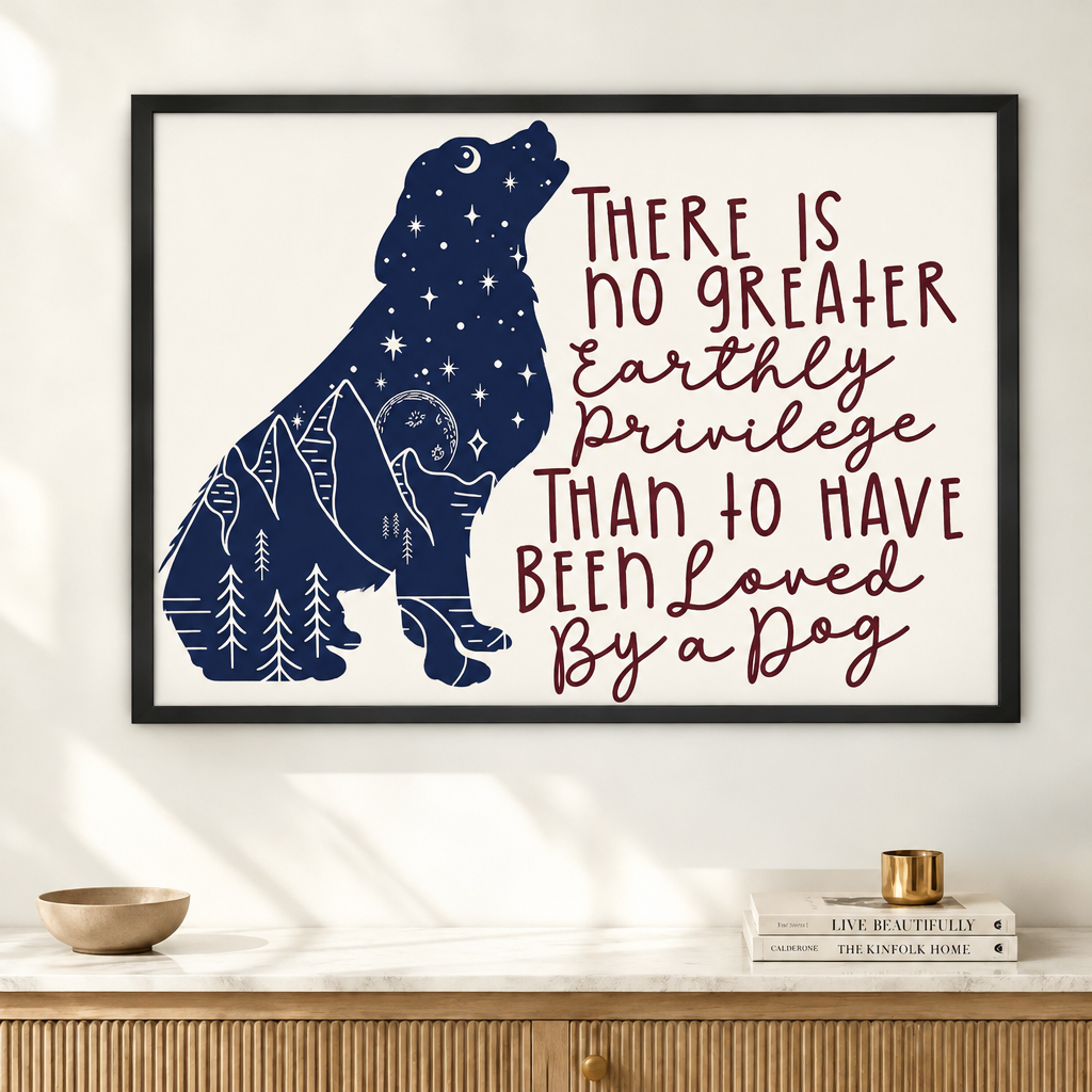 Loved By a Dog Celestial Quote Canvas Art