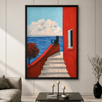 Mediterranean Black Cat Canvas Wall Art