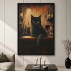 Black Cat Bar Canvas Wall Art
