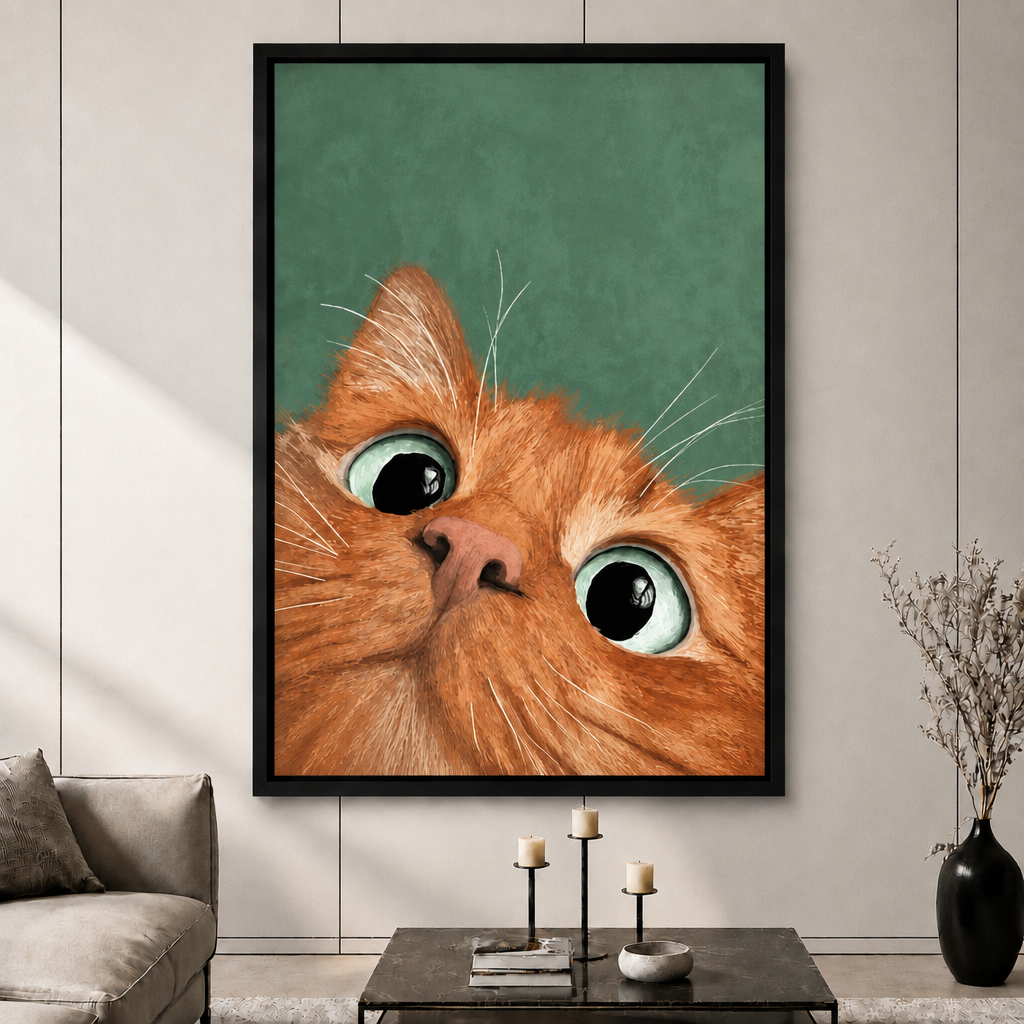 Curious Ginger Cat Oil Painting Canvas Art
