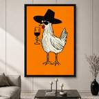 Funky Chicken Wine Pop Art Canvas