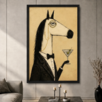 Retro Horse Tuxedo Martini Canvas Wall Art