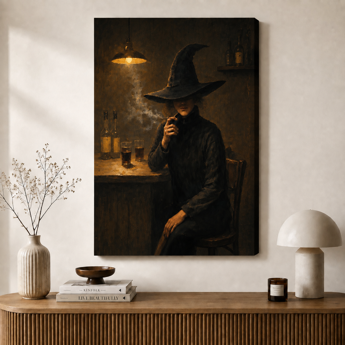Gothic Witch Bar Dark Moody Canvas Art