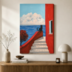 Mediterranean Black Cat Canvas Wall Art