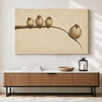 Vintage Sparrows Branch Canvas Wall Art