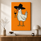 Funky Chicken Wine Pop Art Canvas