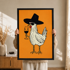 Funky Chicken Wine Pop Art Canvas