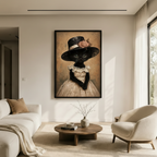 Victorian Black Cat in Lace Dress Canvas Wall Art