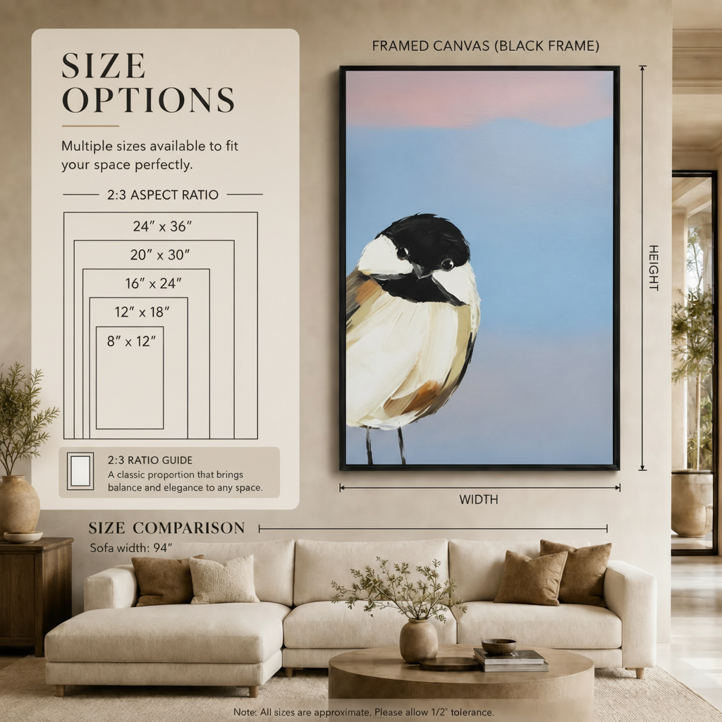 Chickadee Bird Oil Painting Canvas Wall Art