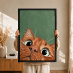 Curious Ginger Cat Oil Painting Canvas Art