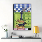 Dachshund Kitchen Stack Wall Art - Funny Dog Print|W1290