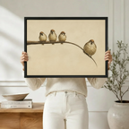 Vintage Sparrows Branch Canvas Wall Art