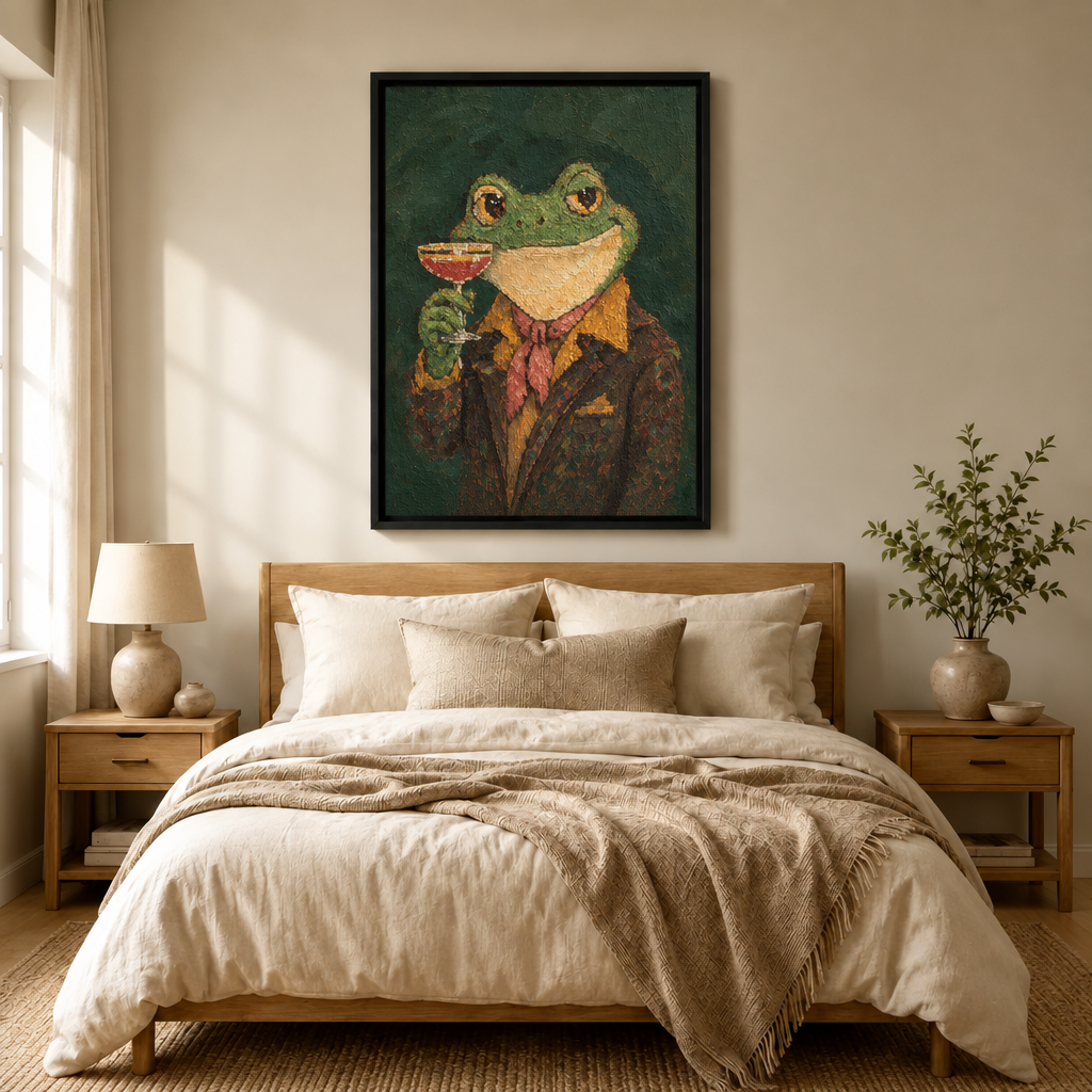 Dapper Frog Portrait Canvas Wall Art