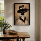 Victorian Black Cat in Lace Dress Canvas Wall Art
