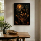 Haunted Gothic Manor Moonlit Halloween Canvas Wall Art