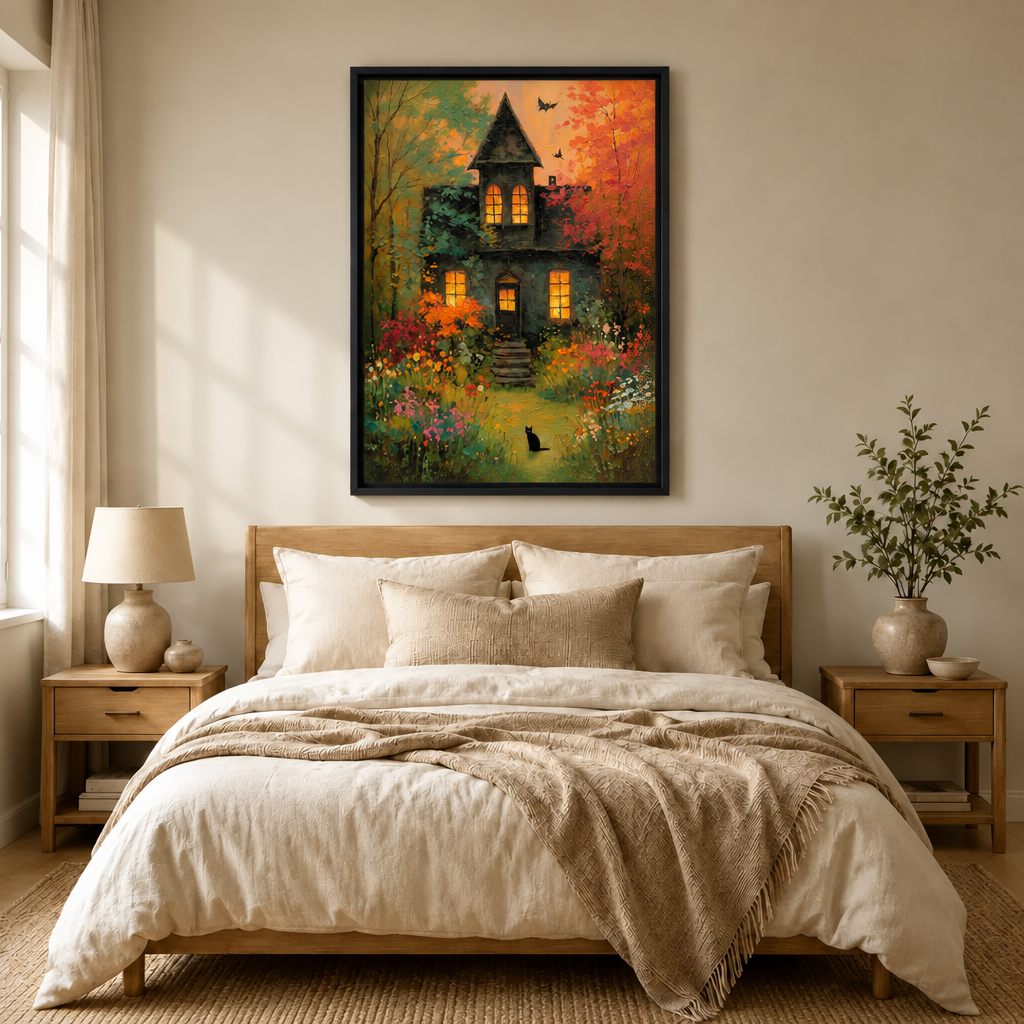 Gothic Cottage Autumn Canvas Wall Art