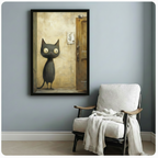 Gothic Black Cat Door Vintage Expressionist Canvas Print