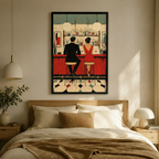Retro Bar Couple Mid-Century Modern Canvas  Wall Art