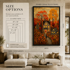 Autumn Village Black Cat Cozy Canvas Wall Art