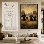 Four Black Cats Halloween Pumpkin Canvas Wall Art