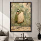 Quirky Folk Art Frog Whimsical Canvas Art