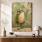 Quirky Folk Art Frog Whimsical Canvas Art