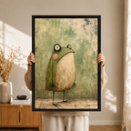 Quirky Folk Art Frog Whimsical Canvas Art