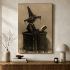 Witch Reading Spell Book Canvas Wall Art