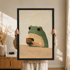 Zen Frog Tea Minimalist Textured Canvas Art