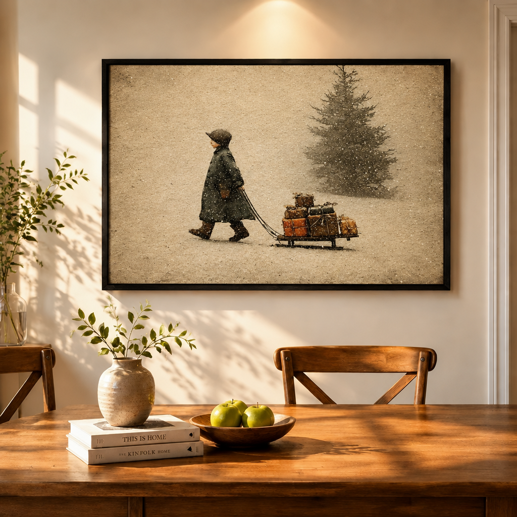 Vintage Winter Journey Christmas Canvas Art
