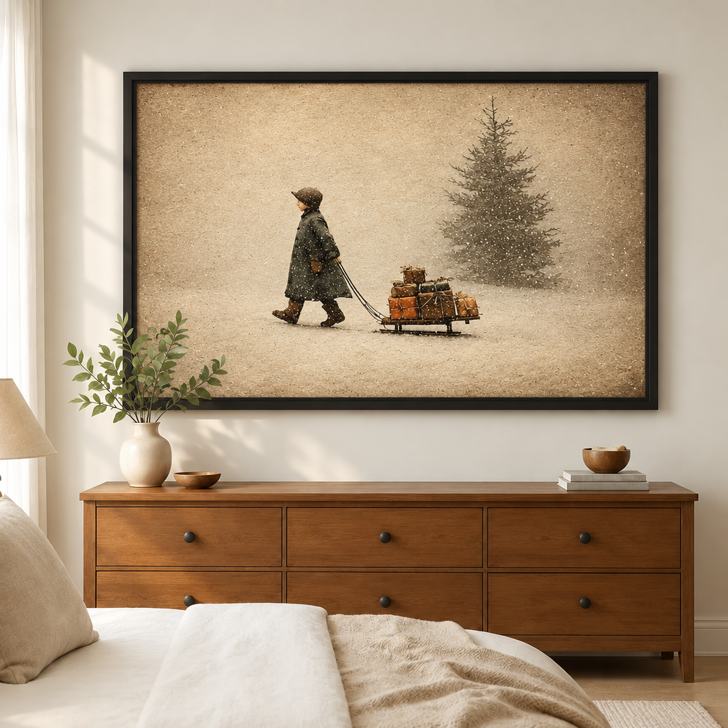 Vintage Winter Journey Christmas Canvas Art