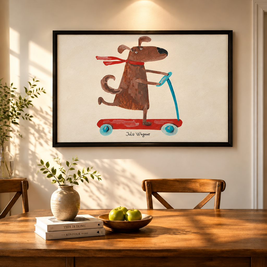 Scooter Dog Whimsical Canvas Wall Art