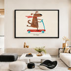 Scooter Dog Whimsical Canvas Wall Art