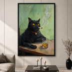 Cigar Cat Whiskey Black Cat Canvas Wall Art