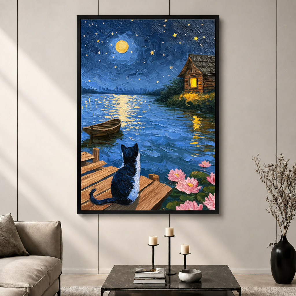 图1 - 猫望月夜湖