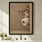 Funny Mouse Toilet Paper Roll Canvas Art w7043