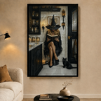 Witch Reading Black Cat Gothic Canvas Wall Art