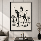 Desert Witch Black Cat Rider Canvas Art