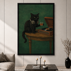 Black Cat Vinyl Record Canvas Art