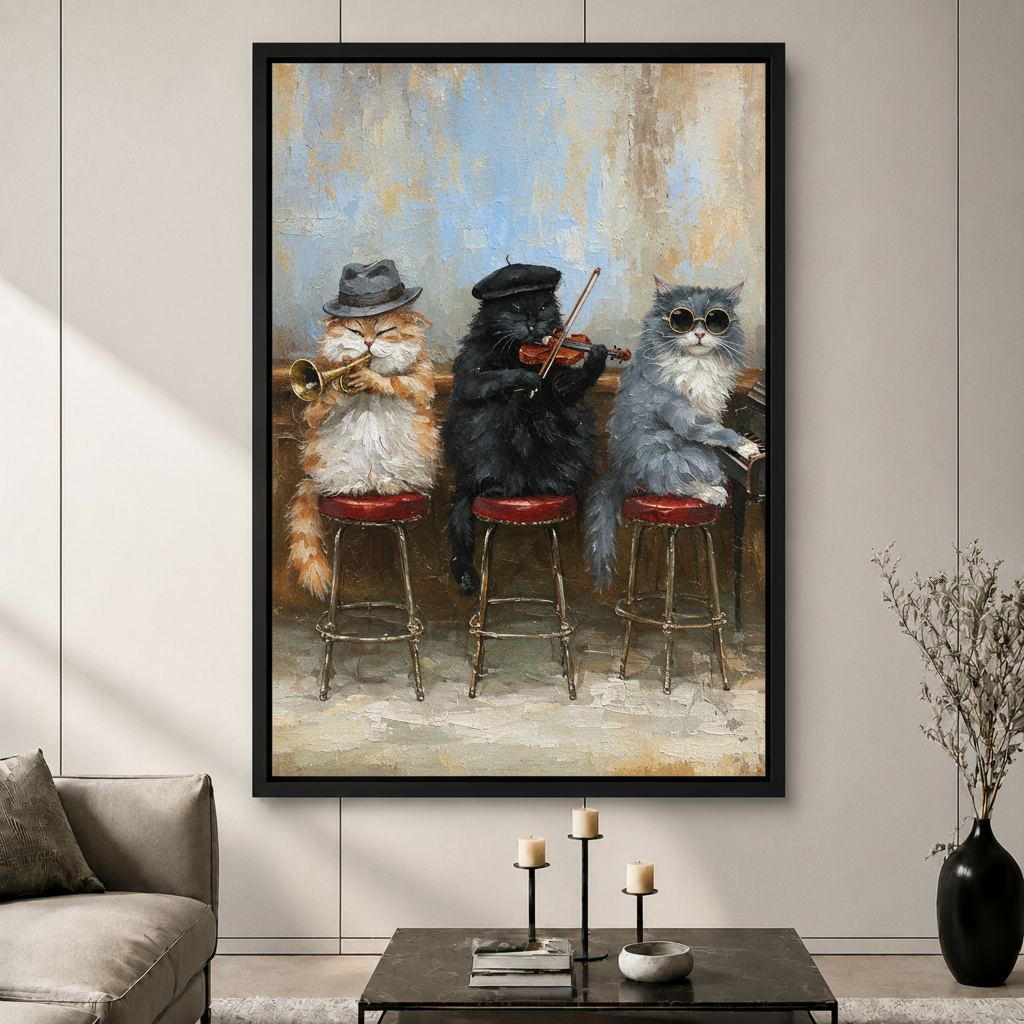 Jazz Cats Musicians Canvas Wall Art