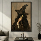 Witch with Cocktail Glass Canvas Wall Art