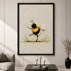 Whimsical Bumblebee Dancing Daisy Canvas Art
