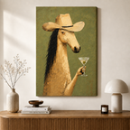 Cowboy Horse Martini Oil Painting Canvas