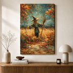 Autumn Scarecrow Field Canvas Wall Art