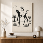 Desert Witch Black Cat Rider Canvas Art