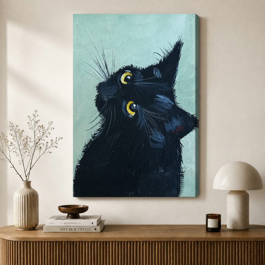 Black Cat Oil Painting Canvas Wall Art