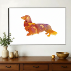 Watercolor Dachshund Wall Art – Colorful Long-Haired Wiener Dog Canvas Print | W2084