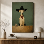 Rustic Dog Cowboy Hat Whiskey Canvas Art