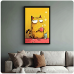 Grumpy Cat Coffee Cup Funny Canvas Wall Art